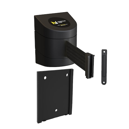 Retr. Belt Barrier Black Removable Wall Mount, 9ft. Black Belt (F)